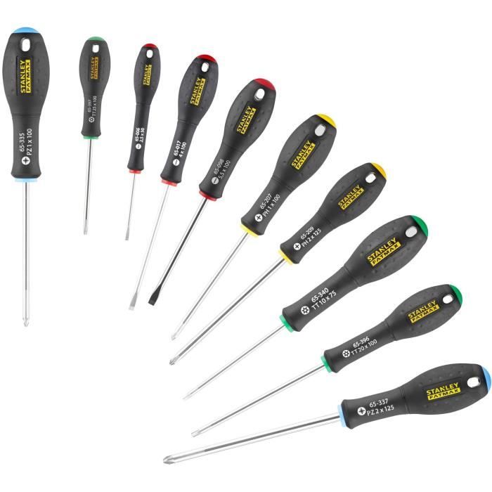 Set of 10 Screwdrivers - STANLEY FATMAX - FMHT0-62128 - Electrician + Mechanic + Phillips + Pozidriv