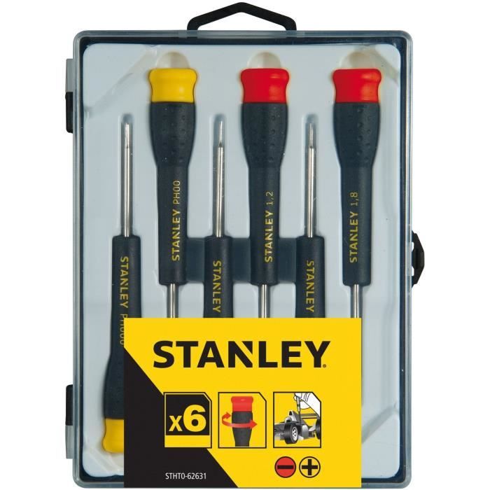 Set of 6 Micro Screwdrivers - STANLEY - STHT0-62631 - 4 Slotted + 2 Phillips