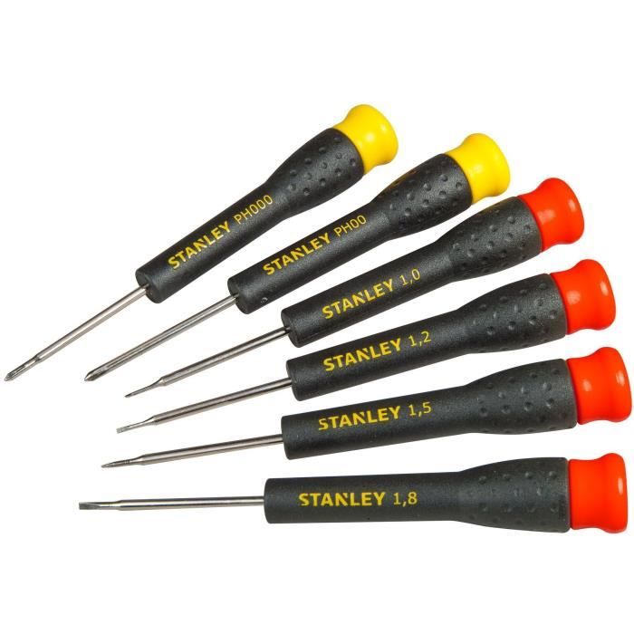 Set of 6 Micro Screwdrivers - STANLEY - STHT0-62631 - 4 Slotted + 2 Phillips