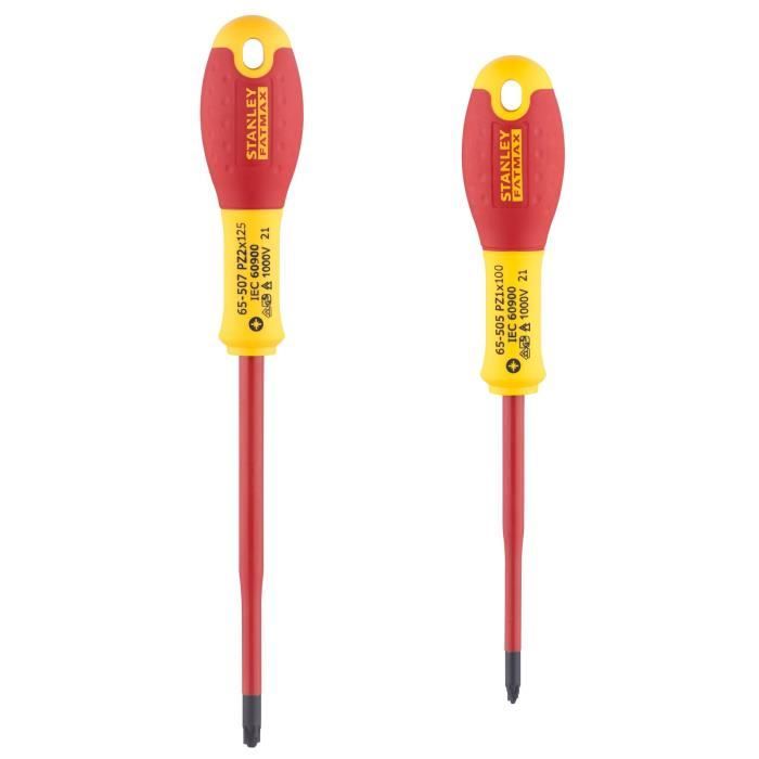 Set of 2 Screwdrivers - STANLEY FATMAX - FMHT0-62649 - Insulated Terminal Blocks 1000V - PZ1X100 + PZ2X125