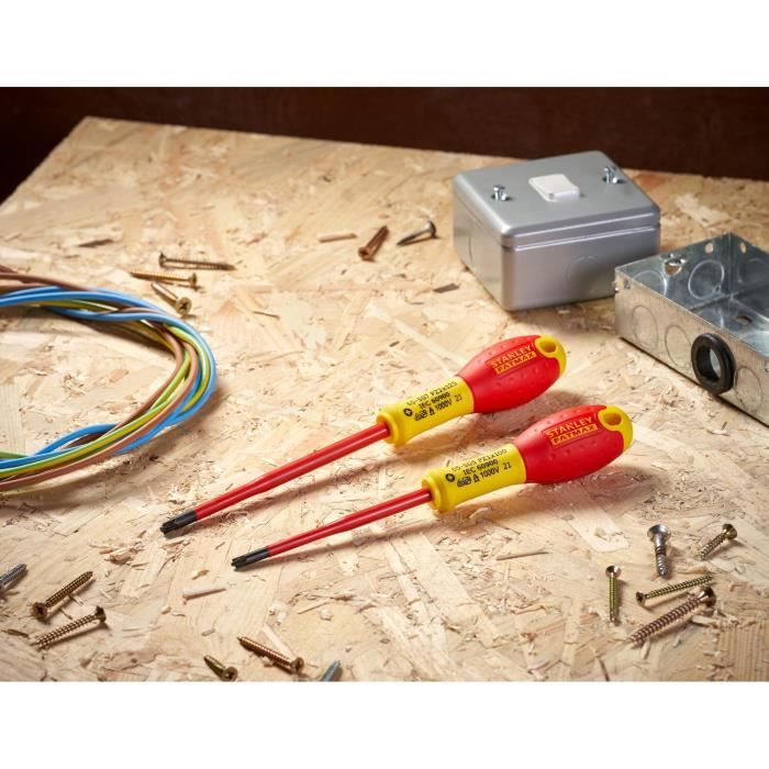 Set of 2 Screwdrivers - STANLEY FATMAX - FMHT0-62649 - Insulated Terminal Blocks 1000V - PZ1X100 + PZ2X125