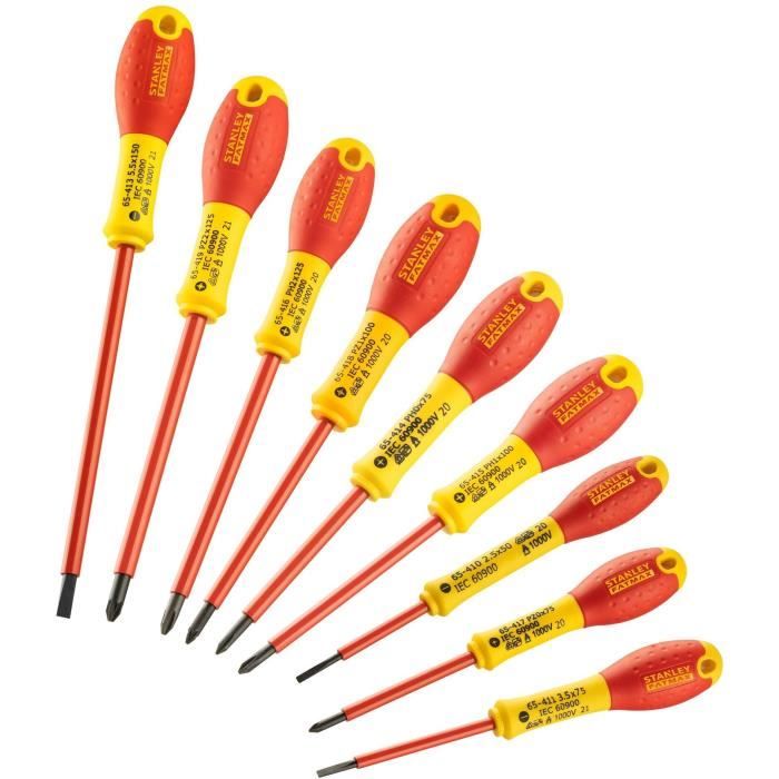 Set of 10 Screwdrivers - STANLEY FATMAX - FMHT62573-0 - Insulated 1000V - Electrician + Phillips + Pozidriv + Tester