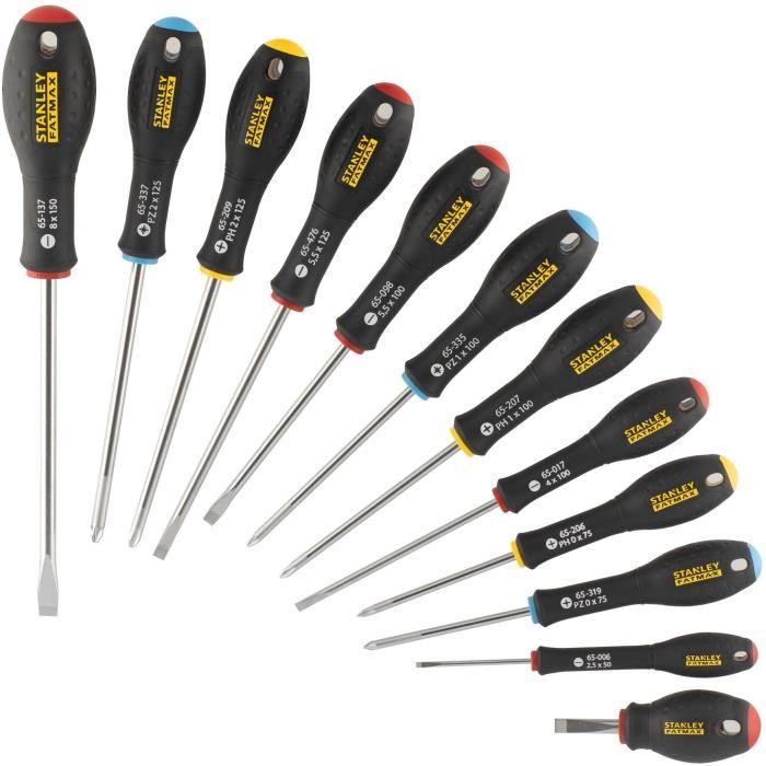 12 Piece Screwdriver Set - STANLEY FATMAX - FMHT65426-0 - Electrician + Mechanic + Phillips + Pozidriv