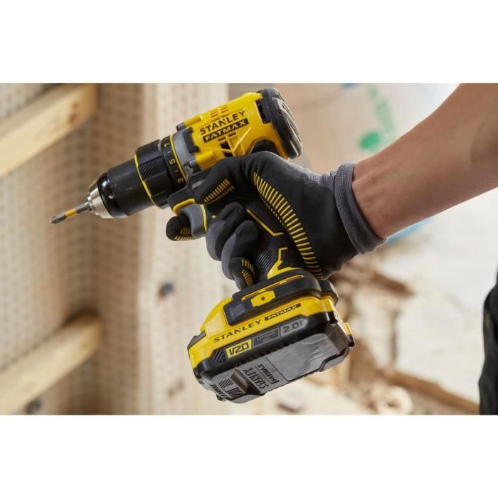 80 Nm Brushless Lithium 18V Drill Driver - 2 x 2Ah Batteries - STANLEY FATMAX V20 - SFMCD720D2K-QW