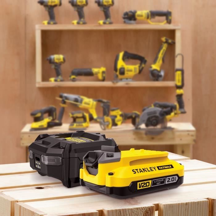 Starter Kit - STANLEY FATMAX V20 - SFMCB10D1-QW - 1.25A charger + 1 18V 2Ah battery