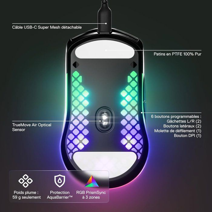 Aerox 3 (2022) Onyx PC Mouse - Wireless - STEELSERIES - Black