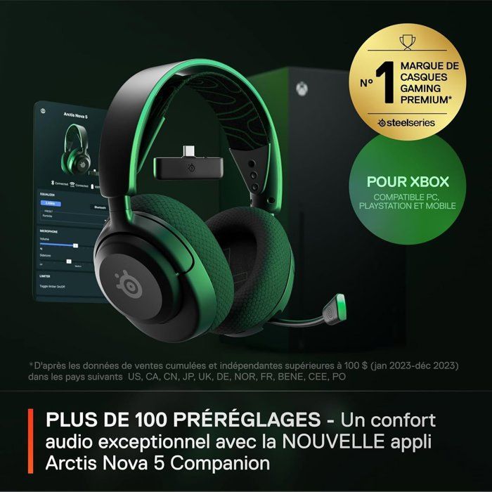 Wireless Gaming Headset - STEELSERIES - Arctis Nova 5X - Black - ClearCast 2.0 - 36 hour battery life