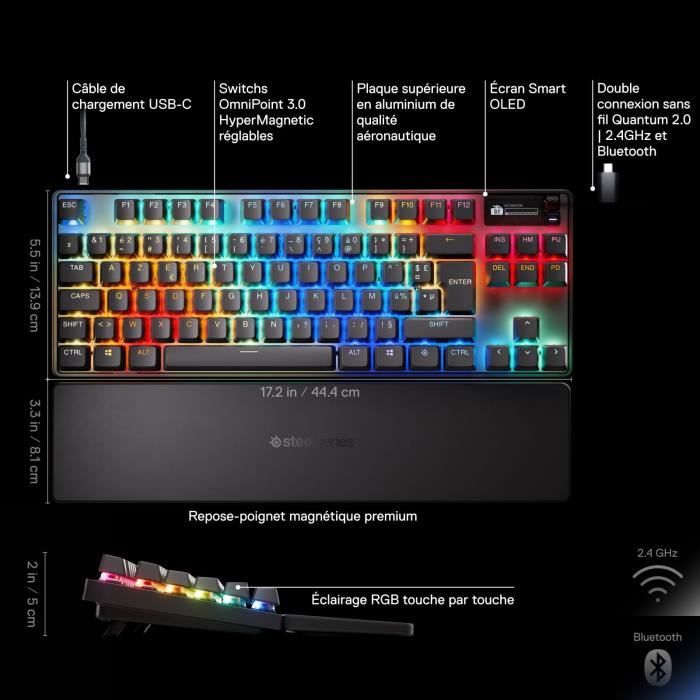 Wireless Mechanical Gaming Keyboard - STEELSERIES - APEX PRO TKL GEN 3 - Black