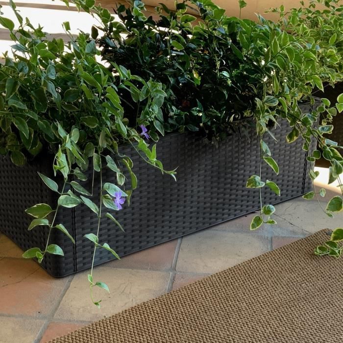 STEFANPLAST Natural Delux rectangular flower box - 100x43xH33cm - 90 + 6.5L in the reserve - Anthracite