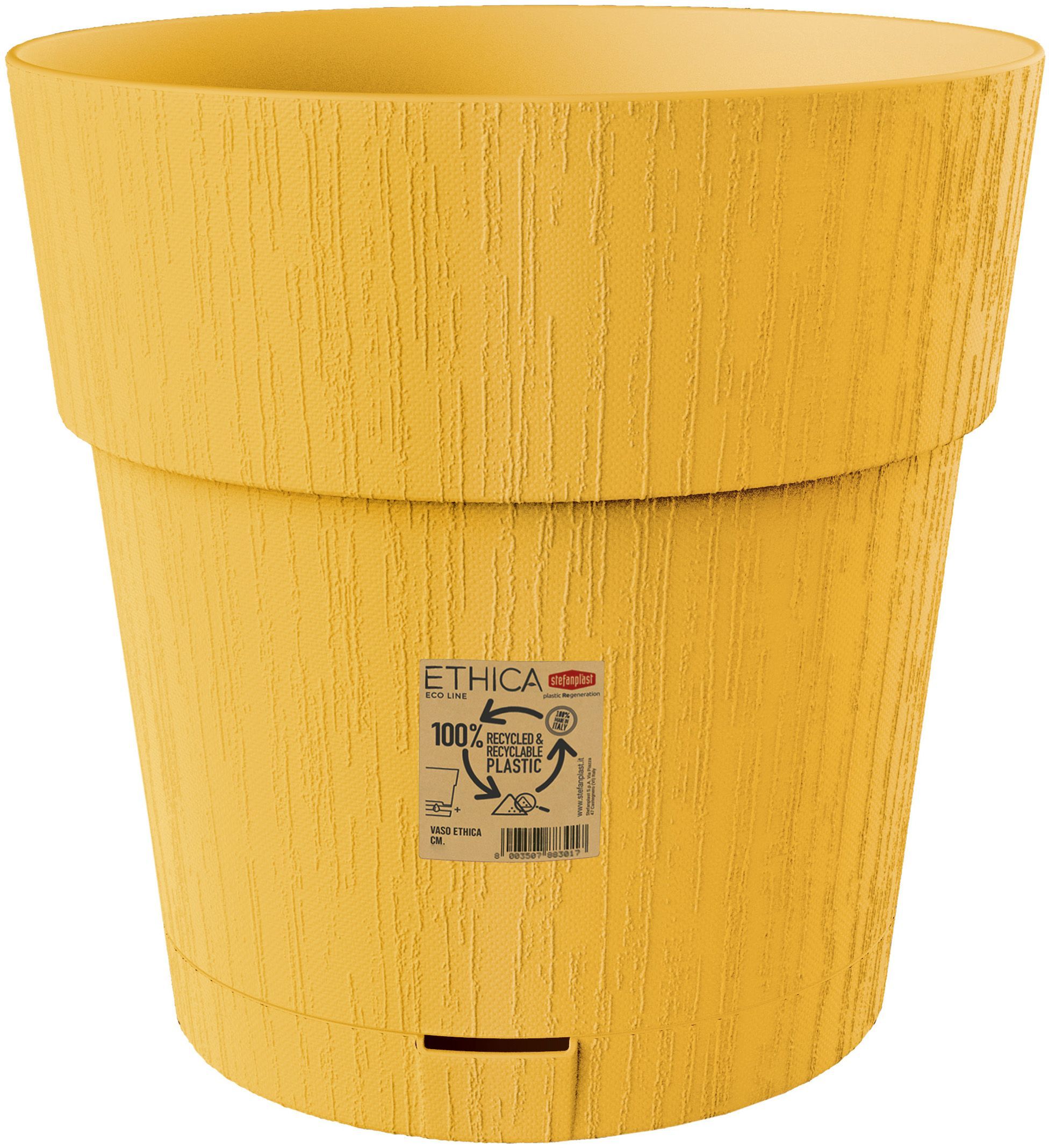 STEFANPLAST Pot de fleur ETHICA - 2 L - 40 x h39 cm - Avec réserve d'eau - Moutarde