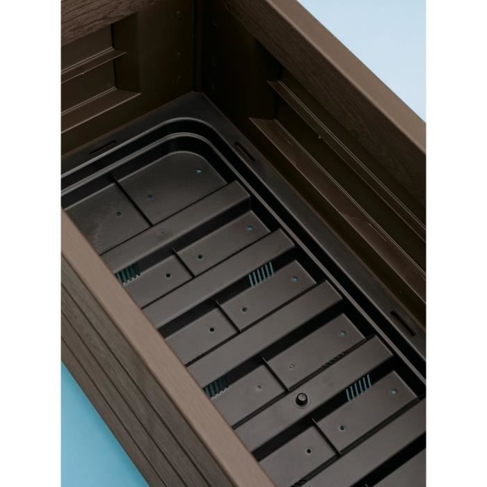 STEFANPLAST Rectangular flower box with lattice - Wood finish - 100 x 43 x H 142 cm - 80 L - Moka