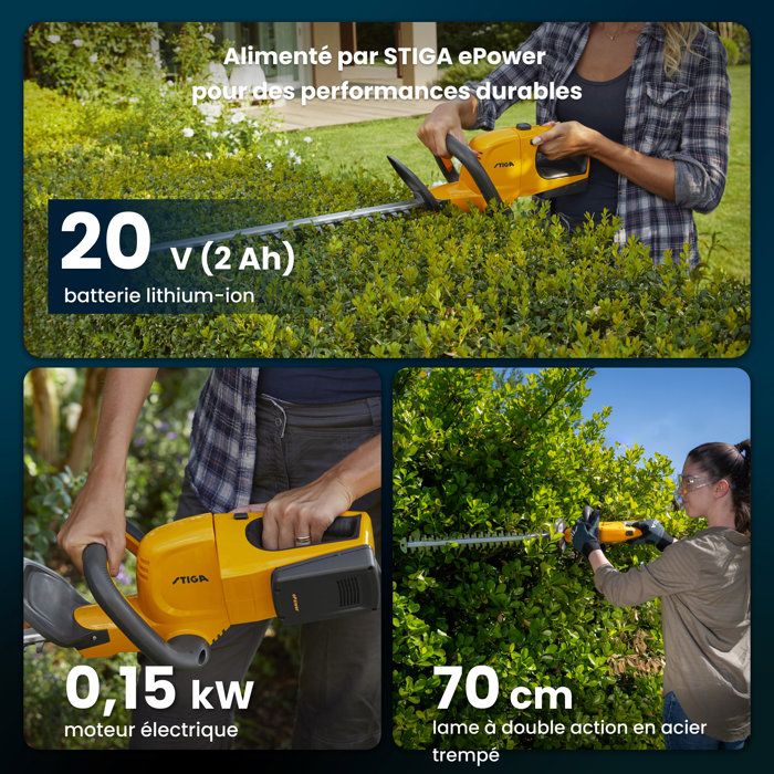 STIGA HT 100e Kit hedge trimmer - STEPHANE DOMERGUE - Thermal mower - 70 cm - Alpina E-Power 20V - 150 W