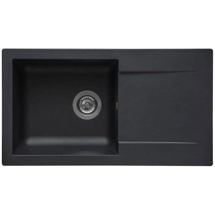 Stradour Sink to Einna Einna, in SMC Black Slope - 06, 1 Bac, Dim. 78 * 43.5 cm, Manual emptying