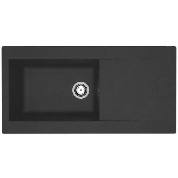 STRADOUR Built-in resin sink Lierra 1000x500mm 1 large bowl - Black - French manufacturing