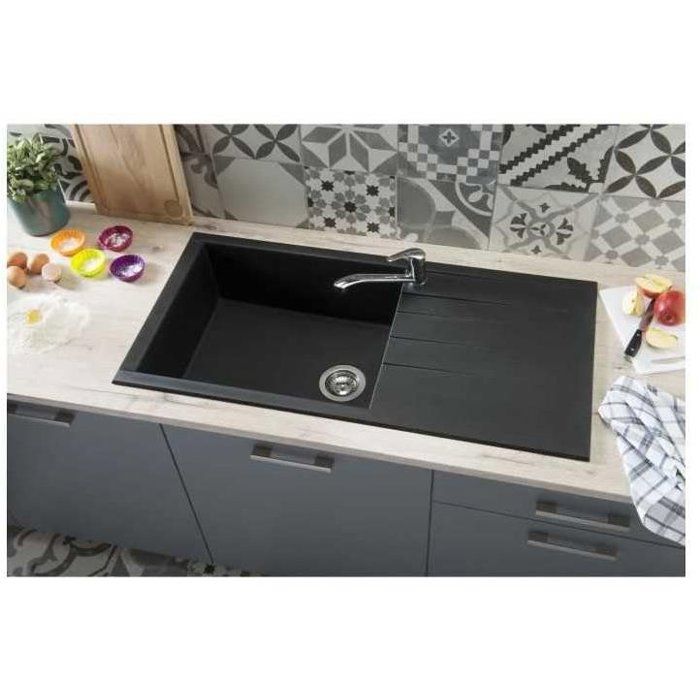 STRADOUR Sink built in CUBE, in SMC BLACK STRAW - 06, 1 tray, dim. 100 * 50 cm, manual emptying