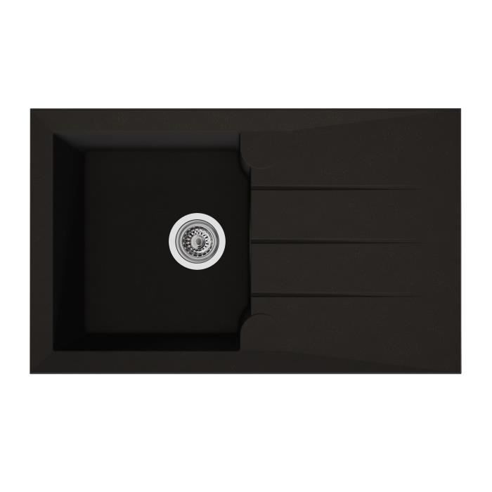 Sink - BMC resin - Black - Built-in - STRADOUR - Alineo 1C - 81 x 50 cm
