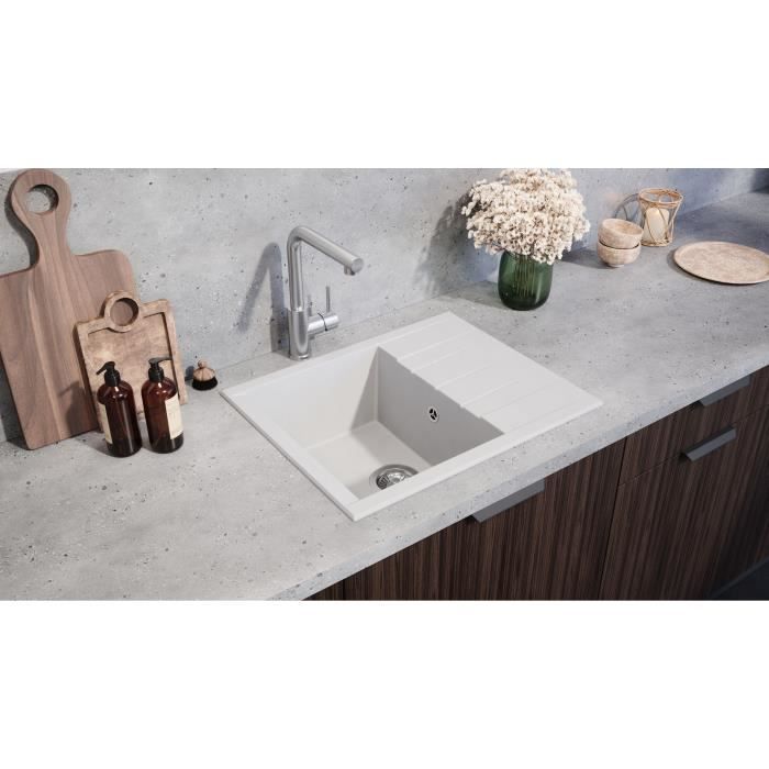 Sink - SMC resin - Plain white - Built-in - STRADOUR - Cube 1C XS - 62 x 50 cm
