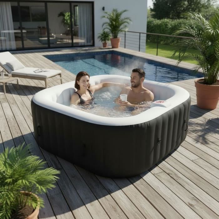 SUN SPA Laminated square inflatable spa - 4 persons - 1, 55 x H 0, 65 m