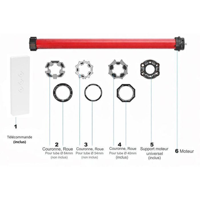 Radio roller shutter motor + remote control RM10MSB - SUPERROLLO - SR20906 - Diameter 40 mm - 10 Nm - Max. curtain weight 22 kg