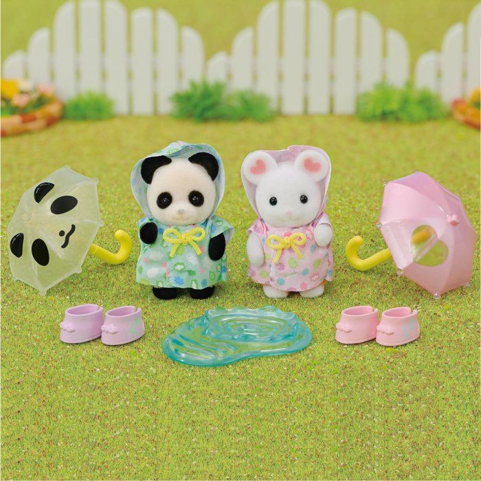 Action Figures - SYLVANIAN FAMILIES - Rainsuit Babies Duo - Panda and Marshmallow Mouse