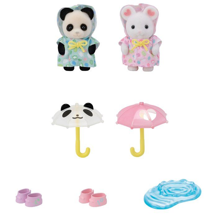 Action Figures - SYLVANIAN FAMILIES - Rainsuit Babies Duo - Panda and Marshmallow Mouse