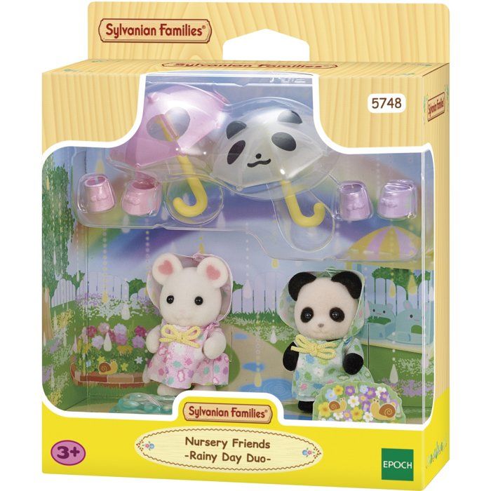 Action Figures - SYLVANIAN FAMILIES - Rainsuit Babies Duo - Panda and Marshmallow Mouse
