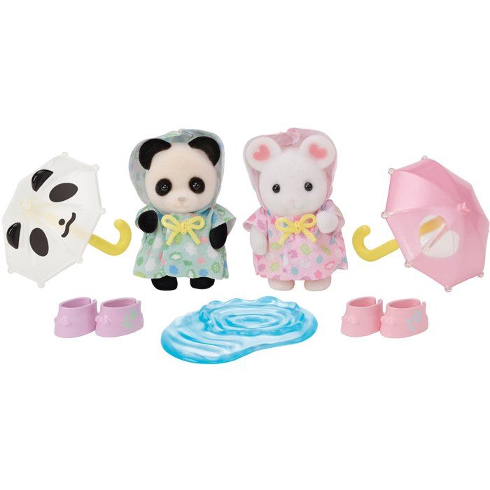 Action Figures - SYLVANIAN FAMILIES - Rainsuit Babies Duo - Panda and Marshmallow Mouse