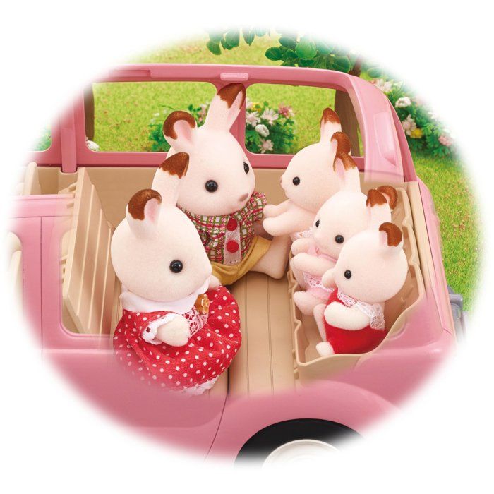 The pink minivan and picnic set