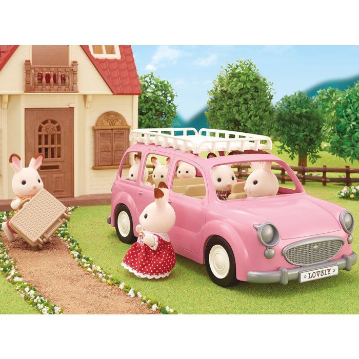 The pink minivan and picnic set