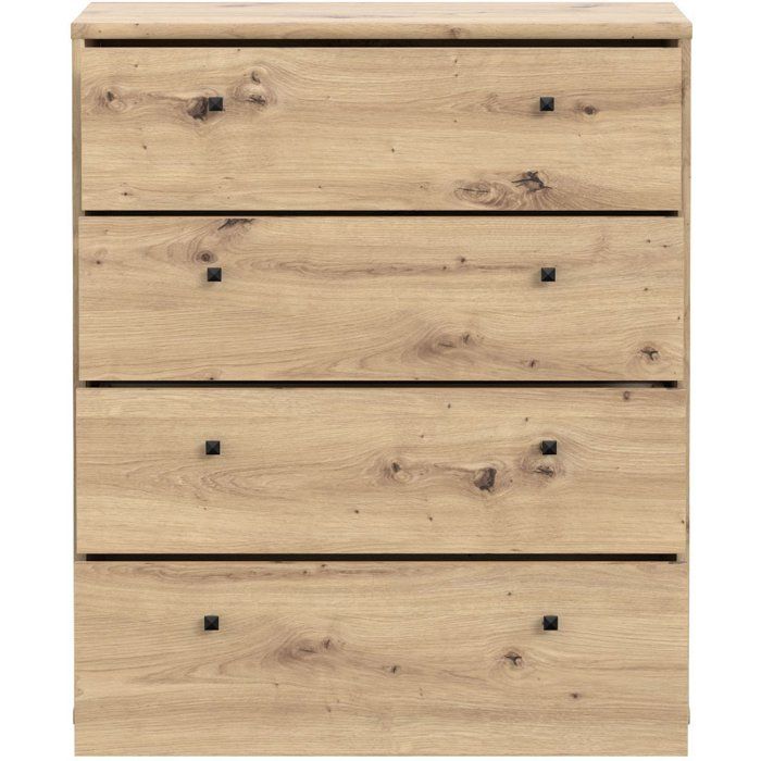 Commode TEMPRA 4 Tiroirs - Décor Chene Artisan  L 73,7 × P 34,8 × H 85,5 cm