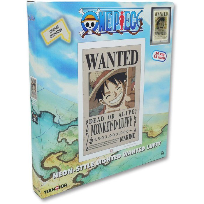 Lampe LED - TEKNOFUN - Néon mural Luffy Wanted One Piece 30 cm