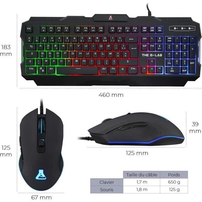 THE G-LAB COMBO HELIUM Keyboard FR Backlit Performance + Comfort Mouse + In-Ear Headphones + Non-Slip Mat