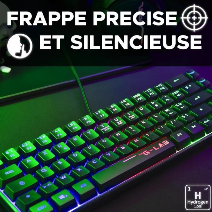 Gaming Keyboard - THE G-LAB - KEYZ-HYDROGEN/FR - 60% Black Membrane