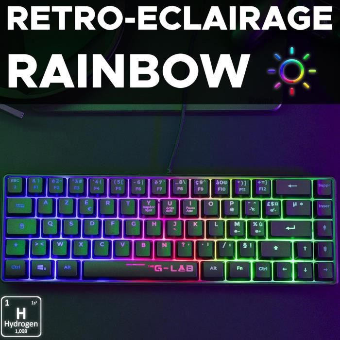 Gaming Keyboard - THE G-LAB - KEYZ-HYDROGEN/FR - 60% Black Membrane