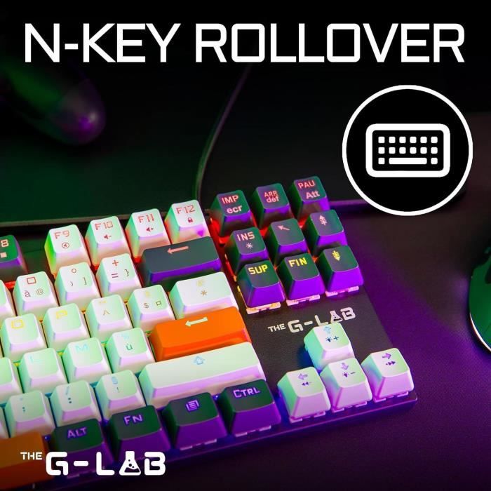Gaming Keyboard - THE G-LAB - KEYZ-MERCURY-C/FR - Mechanical - TKL - 3 colors White+Black+OrangeFR