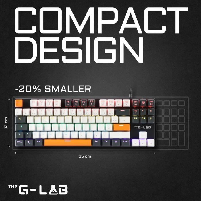 Gaming Keyboard - THE G-LAB - KEYZ-MERCURY-C/FR - Mechanical - TKL - 3 colors White+Black+OrangeFR