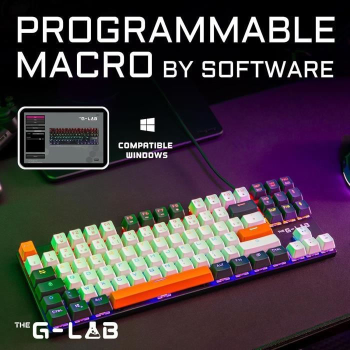 Gaming Keyboard - THE G-LAB - KEYZ-MERCURY-C/FR - Mechanical - TKL - 3 colors White+Black+OrangeFR