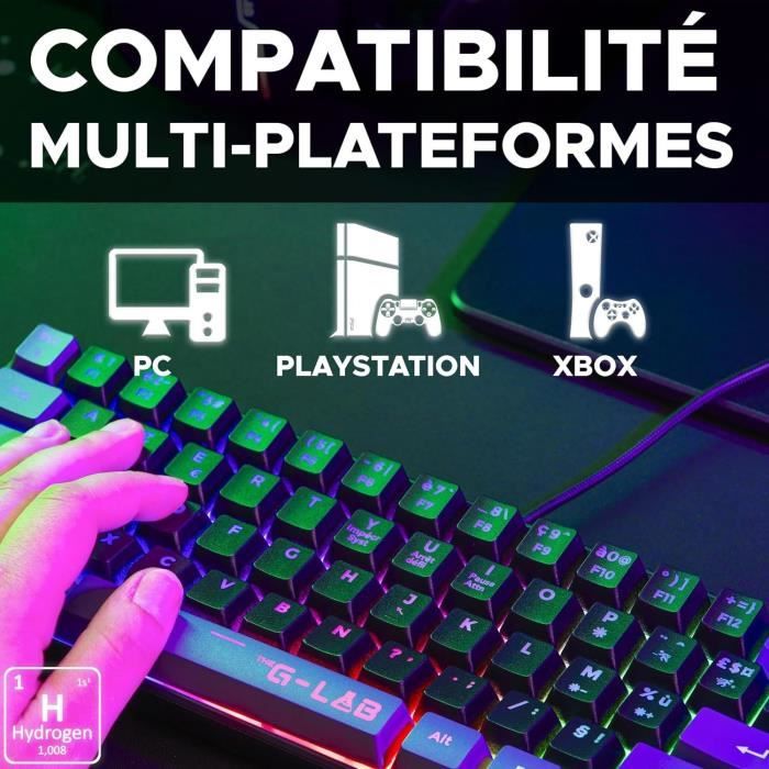 Gaming Keyboard - THE G-LAB - KEYZ-HYDRO-BKG/FR - 60% Membrane 2 colors Black + Gray keys