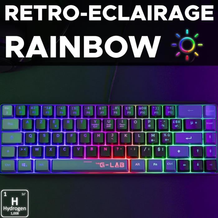 Gaming Keyboard - THE G-LAB - KEYZ-HYDRO-BKG/FR - 60% Membrane 2 colors Black + Gray keys