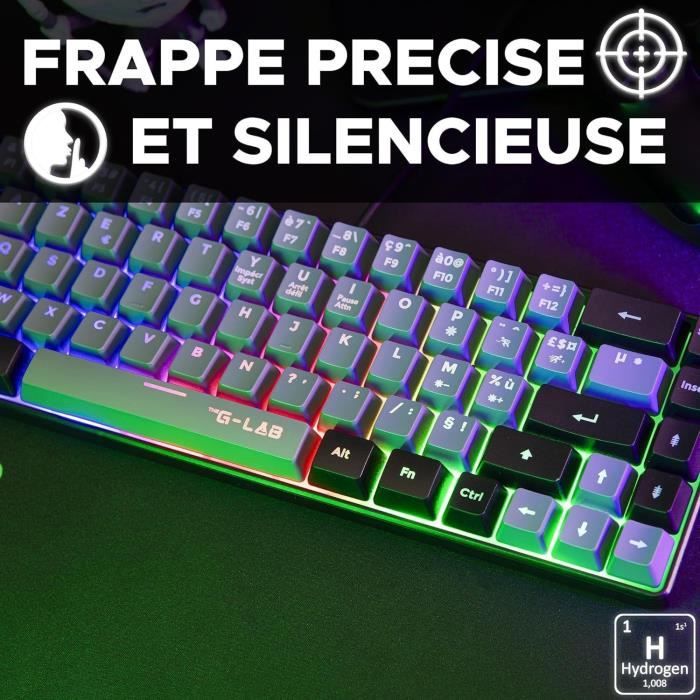 Gaming Keyboard - THE G-LAB - KEYZ-HYDRO-GRB/FR - 60% Membrane 2 colors Gray + Black keys