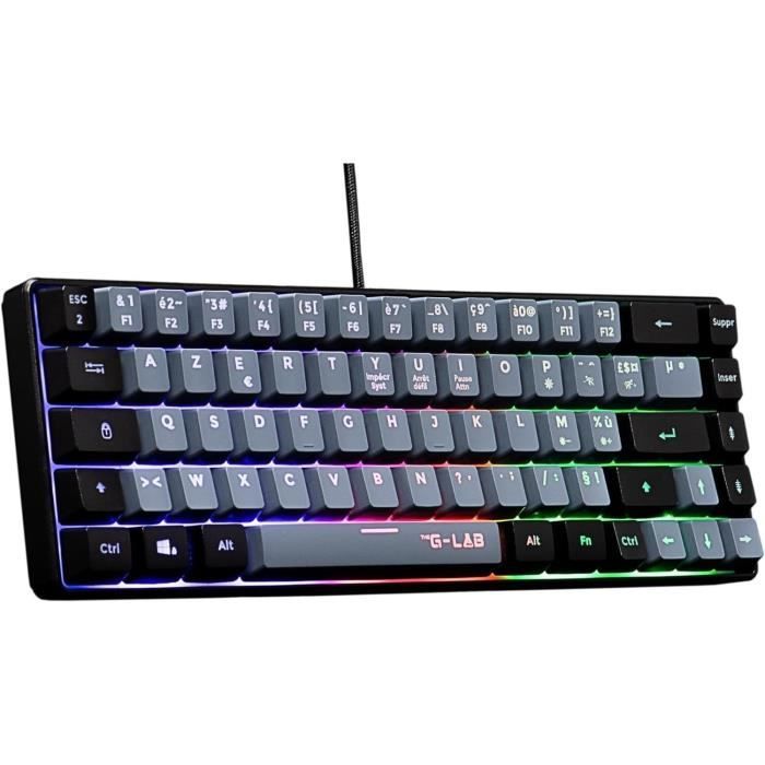 Gaming Keyboard - THE G-LAB - KEYZ-HYDRO-GRB/FR - 60% Membrane 2 colors Gray + Black keys