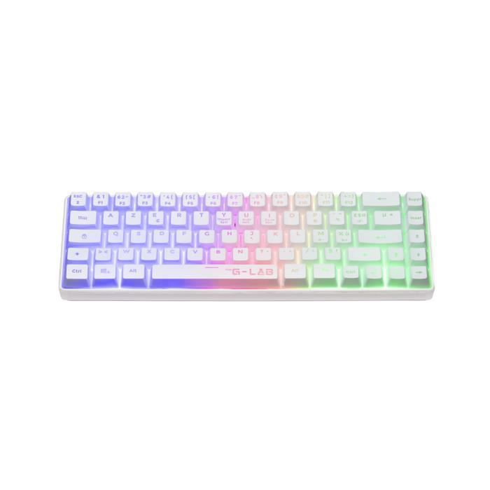 Gaming Keyboard - Membrane - The G-Lab - KEYZ HYDROGEN WL - Rainbow Backlighting - Wireless - Semi-Mechanical - Azerty - White