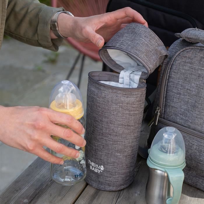 THERMOBABY baby bottle holder - insulated - heather gray