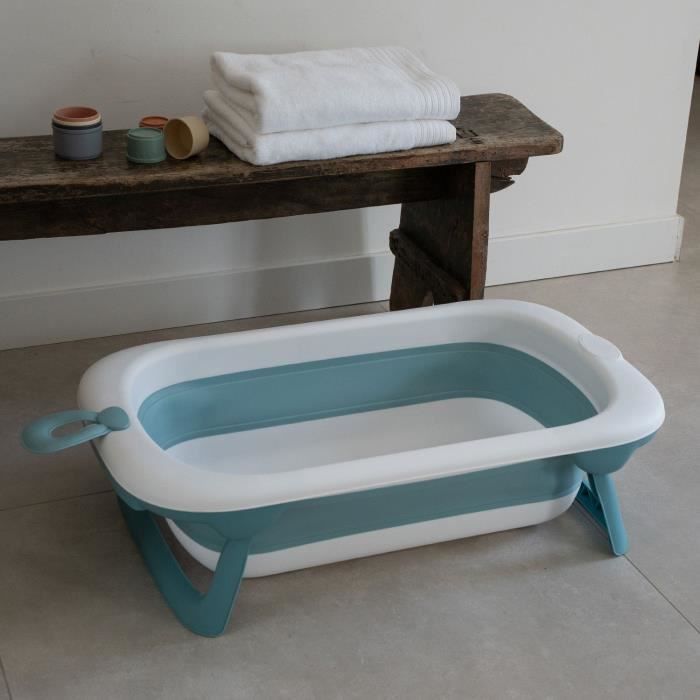 Foldable bathtub - THERMOBABY - BALNÉA - Compact - Drain plug - Up to 18 months - Blue