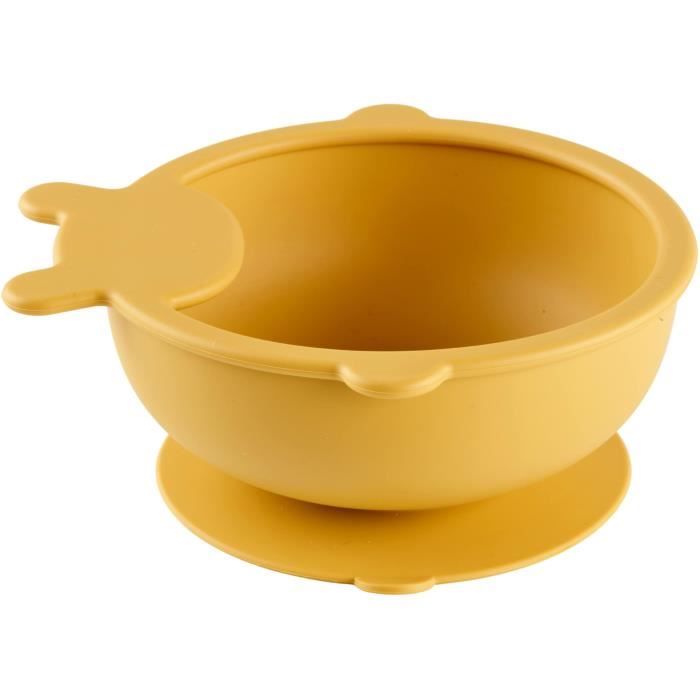 Suction Cup Bowl - THERMOBABY - Silicone - Honey Yellow, non-slip and unbreakable