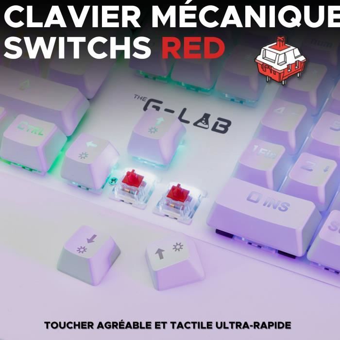 Gaming Keyboard - The G-Lab - KEYZ RUBIDIUM - Mechanical (Red Switch) - Wrist Rest - RGB - Wired - Azerty - White