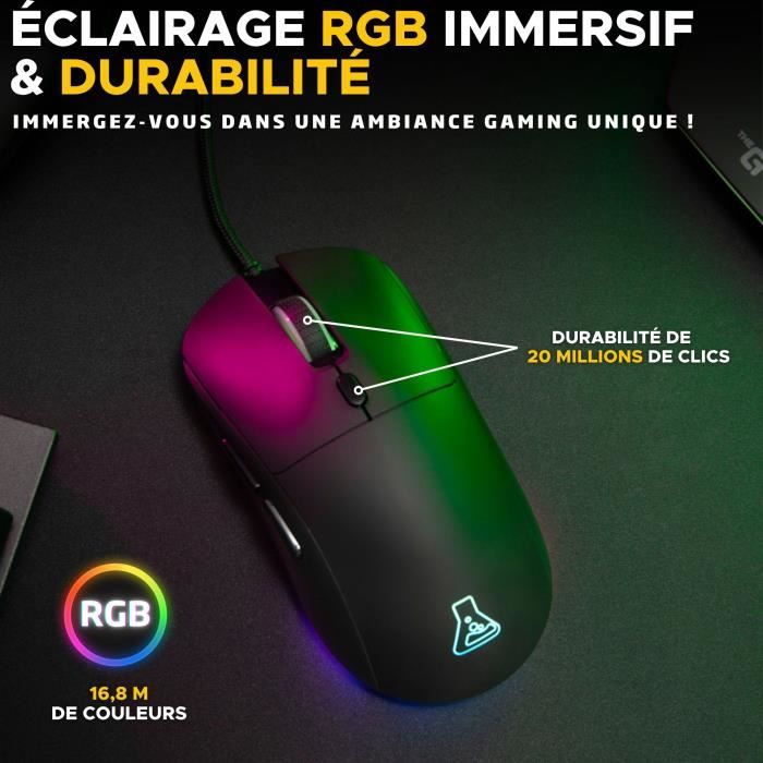 Wired Gaming Mouse - The G-Lab - KULT-COBALT - RGB - 12800 DPI - Black