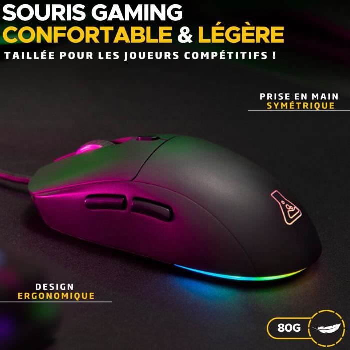 Wired Gaming Mouse - The G-Lab - KULT-COBALT - RGB - 12800 DPI - Black