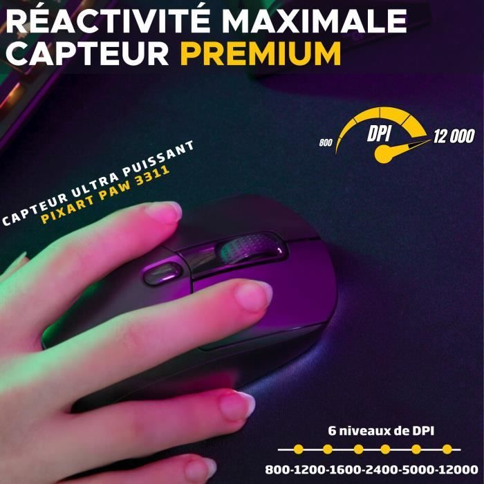 Competitive Gaming Mouse - Wired or wireless - The G-Lab - KULT-TITAN - RGB - 12000 DPI - Black