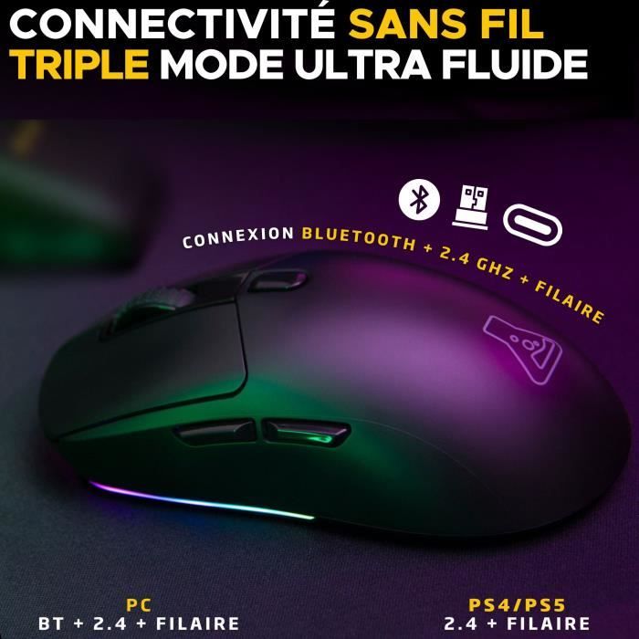 Competitive Gaming Mouse - Wired or wireless - The G-Lab - KULT-TITAN - RGB - 12000 DPI - Black